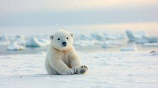 Polar bear mother with cubs