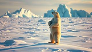 Polar bear standing to show its size