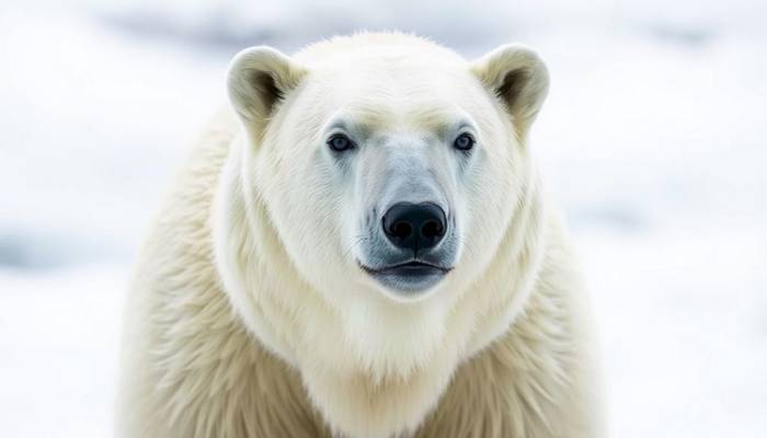 Ours polaire sur un fragment de banquise fondante