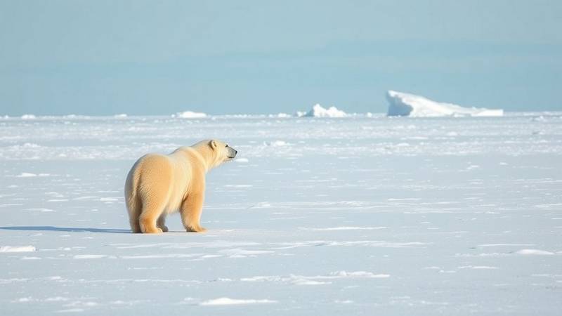 A polar bear in its vast Arctic sea ice habitat.