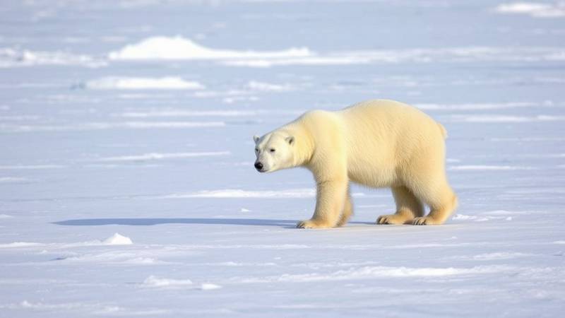 A polar bear on Arctic sea ice, illustrating its importance as a hunting platform.